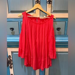 Chico's Bright Red Cold-Shoulder Tunic
